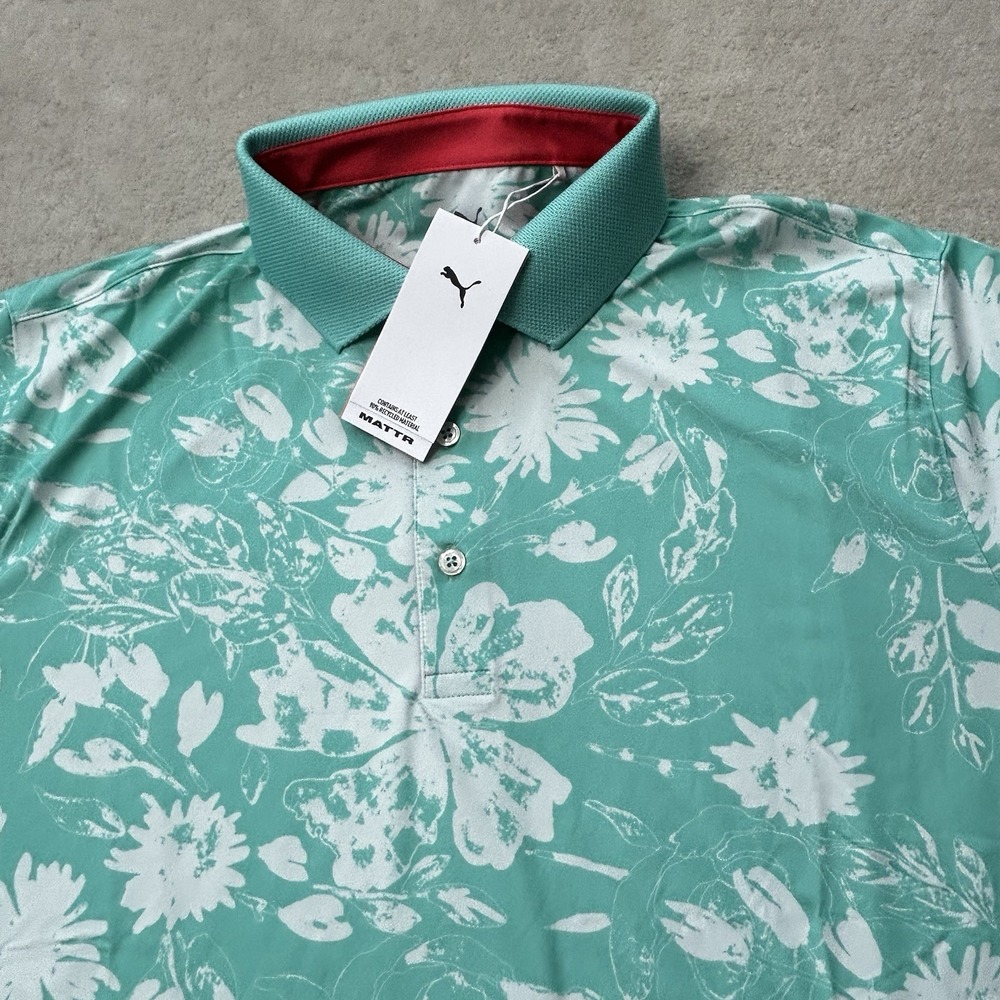 Puma Polo Shirt Men's XXL Stretch Performance Golf Floral Summer Print Mattr